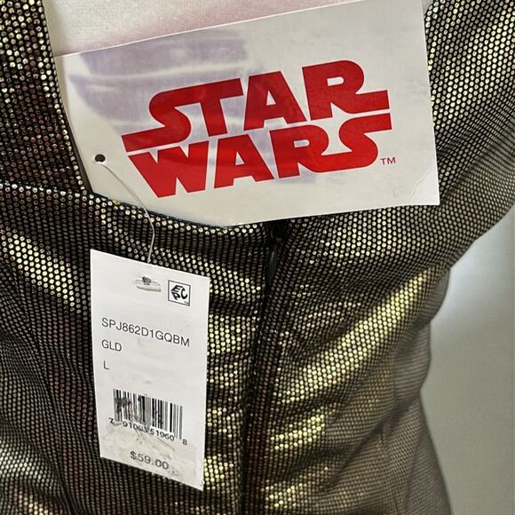 Star Wars Gold Metallic Dress Shoulder Straps Gather at Bust Back Zip Large New - Picture 8 of 11